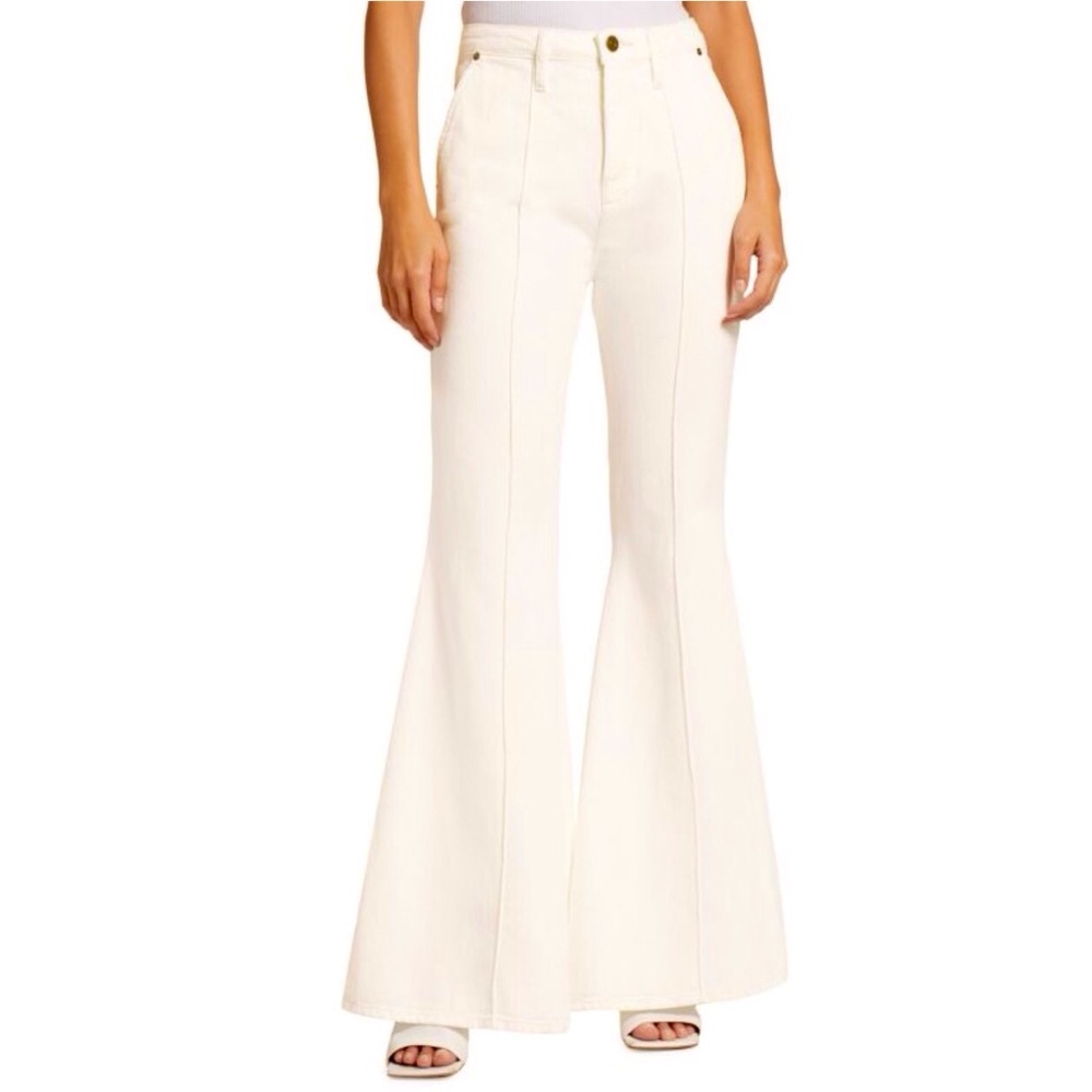 FRAME The Extreme High Rise Flare Jeans Cream Color Bell Bottom Size 32